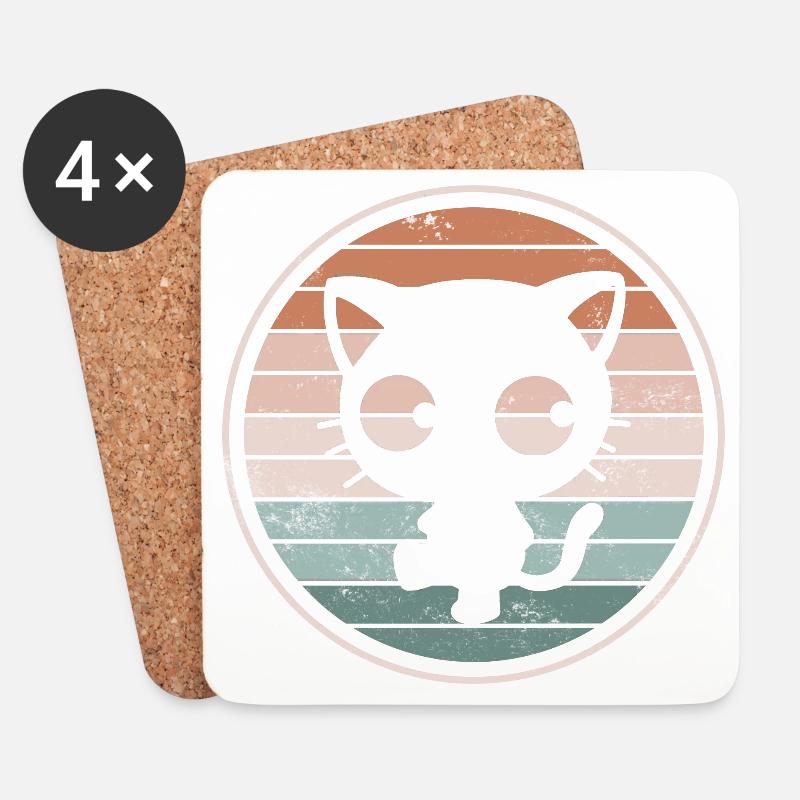 Katze Katzen - Untersetzer (4er-Set) - Weiß