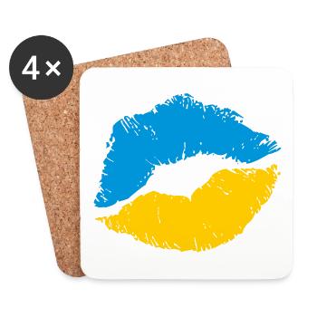 SAUVER UKRAINE Drapeau ukrainien - Dessous de verre (lot de 4) - blanc - Devant