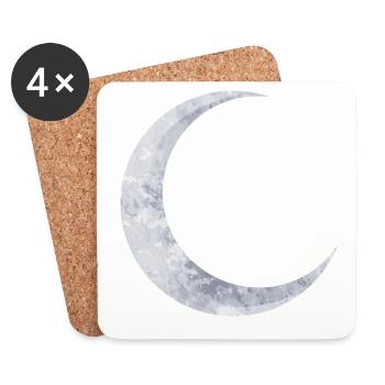 delicate shimmering silver moon - Coasters (set of 4) - white - Front