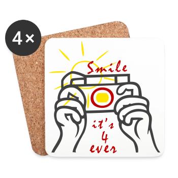 Fotoapparat, Foto - Untersetzer (4er-Set) - Weiß - Vorne