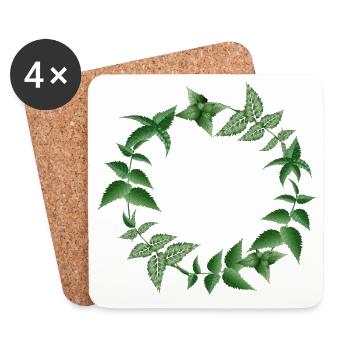 Nettle wreath in dark shades of green - Coasters (set of 4) - white - Front