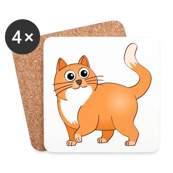 Der fröhliche orangefarbene Kater. - Untersetzer (4er-Set) - Weiß - Vorne