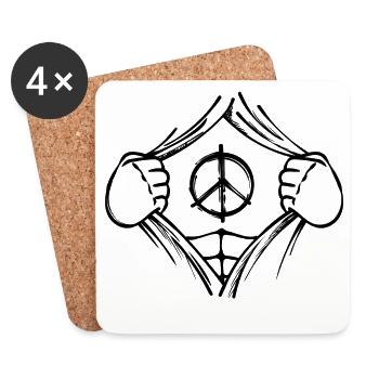 Peace Love Justice Peace Sign - Coasters (set of 4) - white - Front