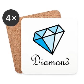 Blue Geometric Diamond - Coasters (set of 4) - white - Front