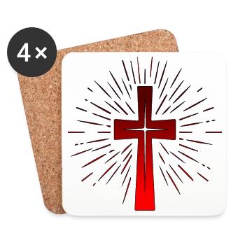 Christian Cross - Christian Faith - CHURCH - Coasters (set of 4) - white - Front