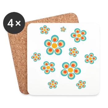 Blume hellblau blaue Blume Blumen blau rot Hippie - Untersetzer (4er-Set) - Weiß - Vorne