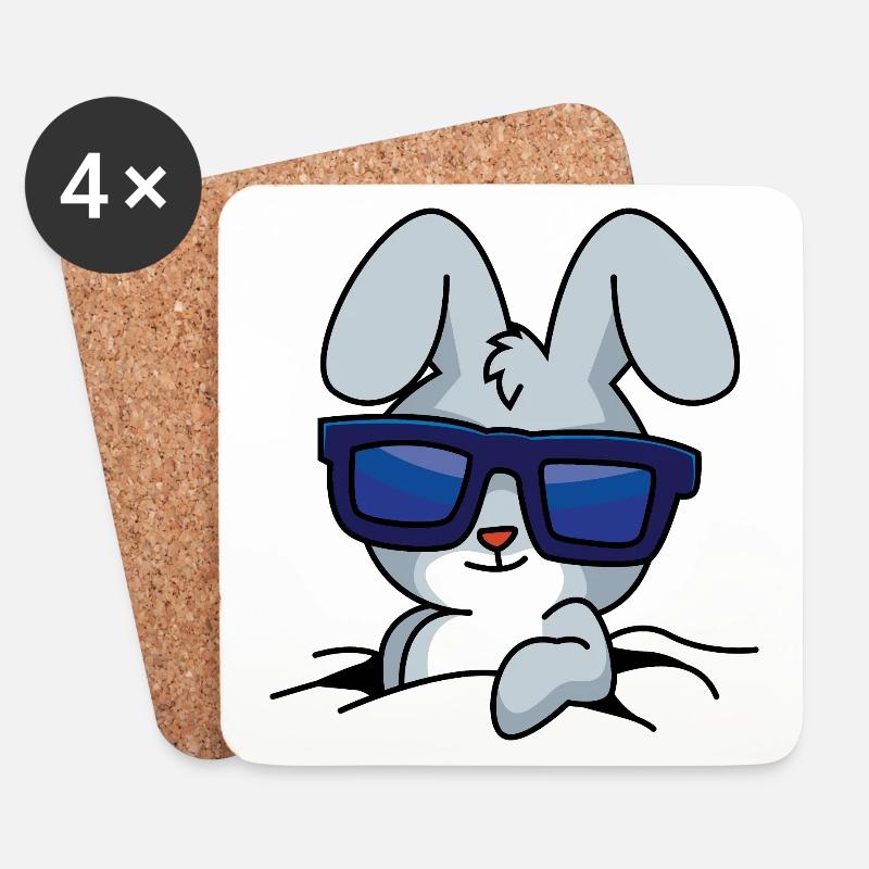 Cooler Hase - Untersetzer (4er-Set) - Weiß