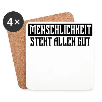 Menschlichkeit Statement Liebe Frieden Freiheit - Untersetzer (4er-Set) - Weiß - Vorne
