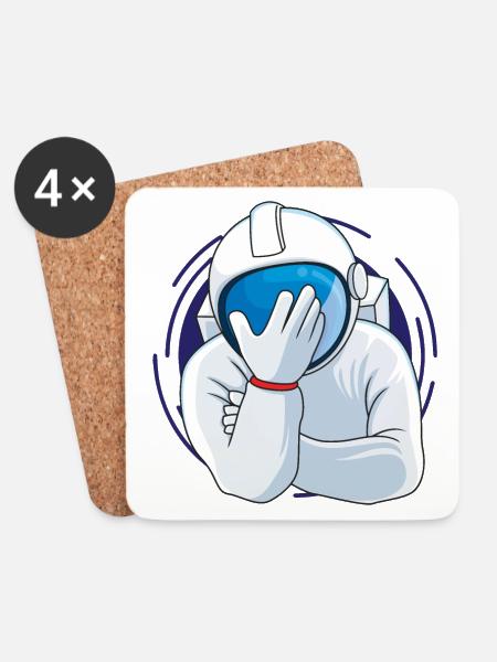 Facepalm Astronaut - Untersetzer (4er-Set) - Weiß