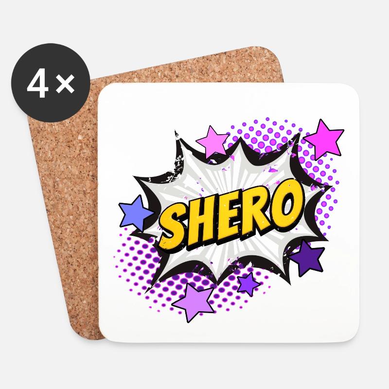 Shero - die Heldin - Untersetzer (4er-Set) - Weiß