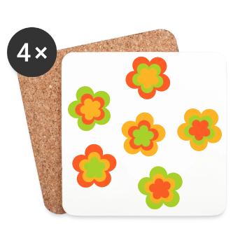des années 70 motif de fleur - Dessous de verre (lot de 4) - blanc - Devant
