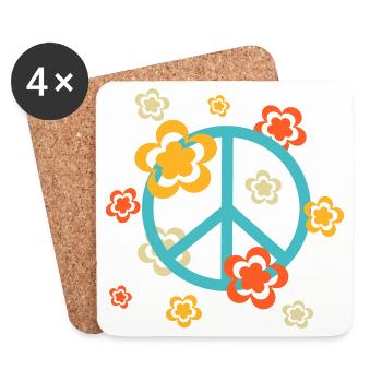 70s Flower Pattern - Coasters (set of 4) - white - Front