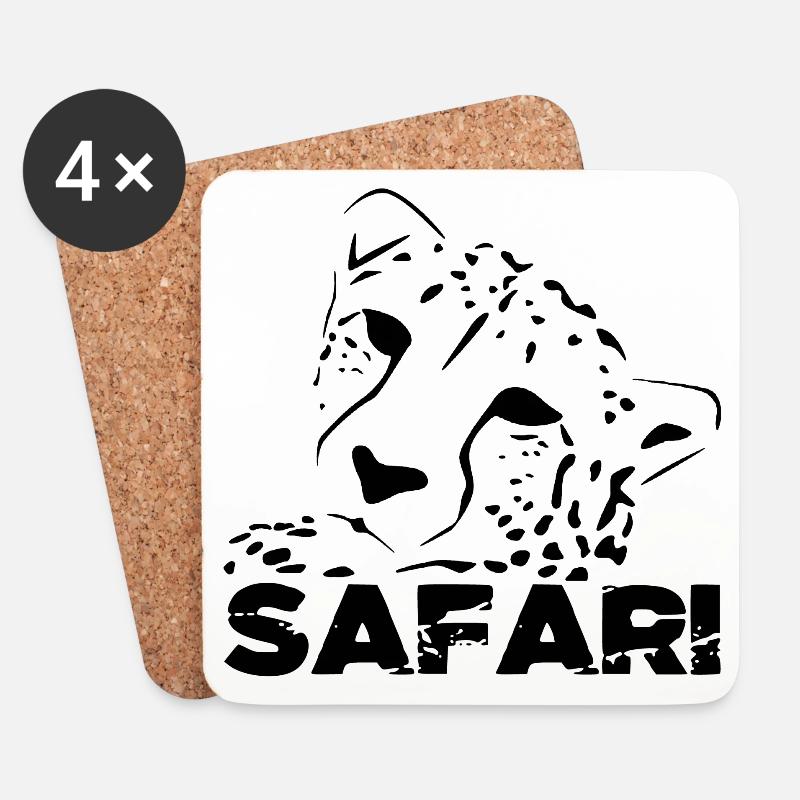 Safari und Gepard - Untersetzer (4er-Set) - Weiß