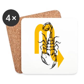 Astrologisches Symbol des Skorpions - Untersetzer (4er-Set) - Weiß - Vorne