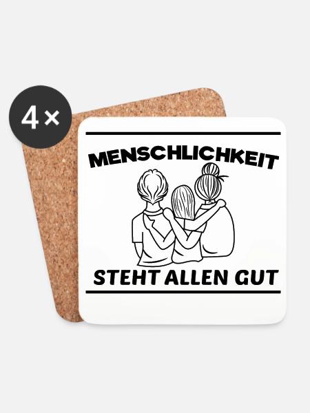 Menschlichkeit Pazifist Frieden Liebe Statement - Untersetzer (4er-Set) - Weiß