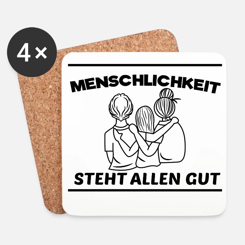 Menschlichkeit Pazifist Frieden Liebe Statement - Untersetzer (4er-Set) - Weiß
