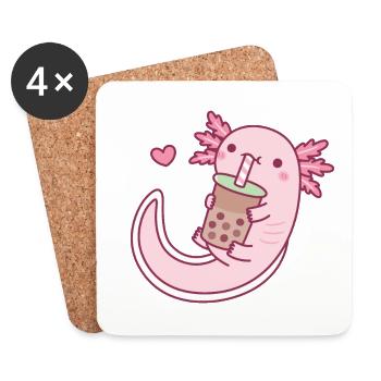 Süßer Axolotl liebt es, Bubble Tea zu trinken - Untersetzer (4er-Set) - Weiß - Vorne