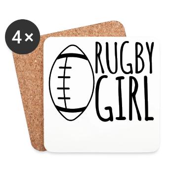 Rugby Girl – Femme Rugby Minimaliste | Idée cadeau - Dessous de verre (lot de 4) - blanc - Devant