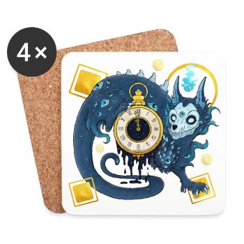 Blue Ink Spirits - Chinese Demon Guardian of Time - Coasters (set of 4) - white - Front