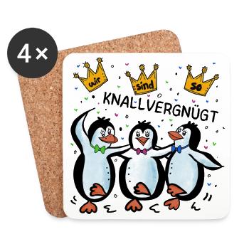 Pinguine - Wir sind so knallvergnügt - Untersetzer (4er-Set) - Weiß - Vorne