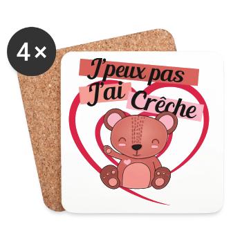 j ai creche - Dessous de verre (lot de 4) - blanc - Devant