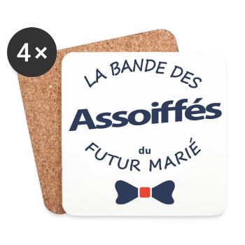 Bande des Assoiffés du Futur Marié - Dessous de verre (lot de 4) - blanc - Devant