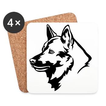 Norwegischer Elchhund Kopf - Untersetzer (4er-Set) - Weiß - Vorne