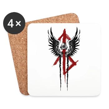 Flügel der Walküre und des nordischen Symbols Valknut - Untersetzer (4er-Set) - Weiß - Vorne