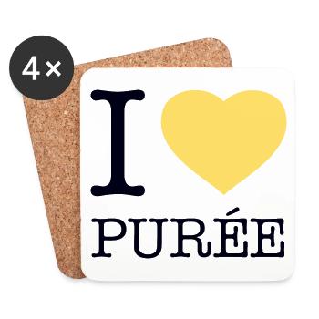 I LOVE PUREE Potatoes Mashed potatoes - Coasters (set of 4) - white - Front