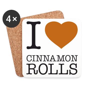 J’ADORE LES ROULEAUX À LA CANNELLE Zimtrollen Fika - Dessous de verre (lot de 4) - blanc - Devant