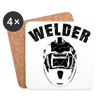 Welder Team schwarz - Untersetzer (4er-Set) - Weiß - Vorne