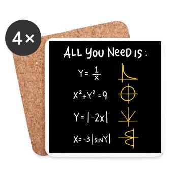 All You Need Is: Mathe Symbole - Untersetzer (4er-Set) - Weiß - Vorne
