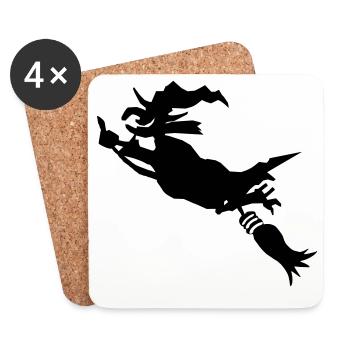 Witch with broom funny - Coasters (set of 4) - white - Front