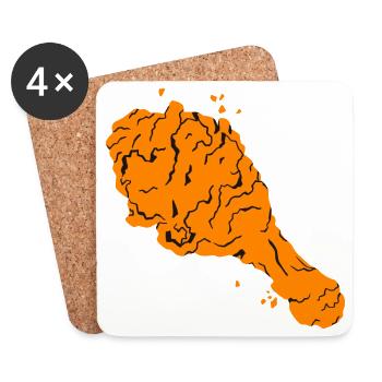 poulet frit - Dessous de verre (lot de 4) - blanc - Devant