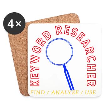 Keyword Research Magnifying Glass Logo - Coasters (set of 4) - white - Front