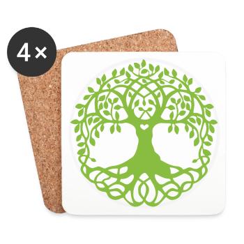 Mandala Baum des Lebens - Untersetzer (4er-Set) - Weiß - Vorne