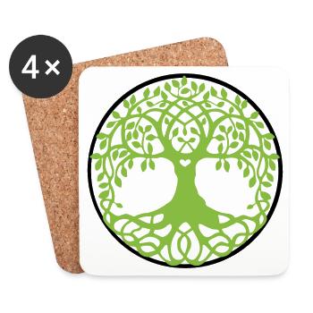 Mandala Baum des Lebens - Untersetzer (4er-Set) - Weiß - Vorne