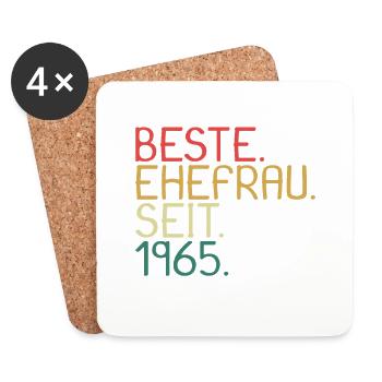 Beste Ehefrau Seit 1965 - Jahrestag Geschenk - Untersetzer (4er-Set) - Weiß - Vorne