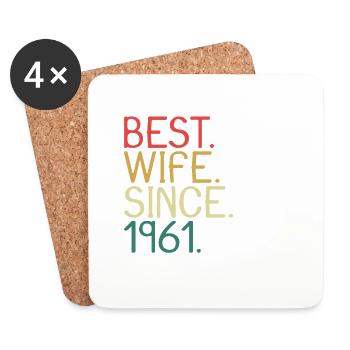 Best Wife Since 1961 - Anniversary Gift - Coasters (set of 4) - white - Front