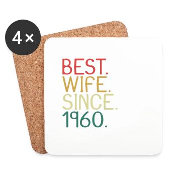 Beste Ehefrau Seit 1960 - Jahrestag Geschenk - Untersetzer (4er-Set) - Weiß - Vorne