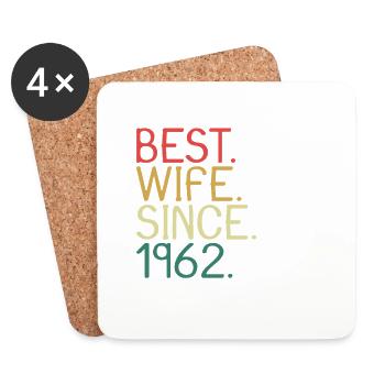 Beste Ehefrau Seit 1962 - Jahrestag Geschenk - Untersetzer (4er-Set) - Weiß - Vorne
