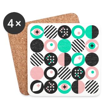 mutiger Minimalismus l Punkte l mint & pink - Untersetzer (4er-Set) - Weiß - Vorne
