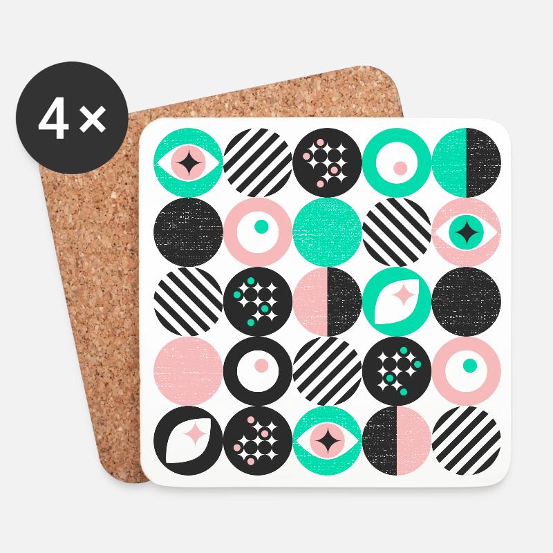 mutiger Minimalismus l Punkte l mint & pink - Untersetzer (4er-Set) - Weiß