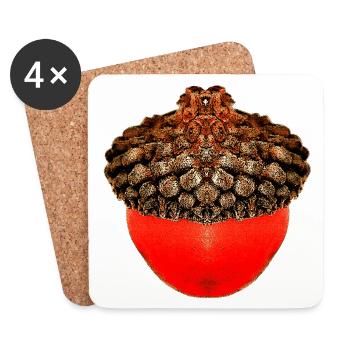 schöne Herbstdrucke, Eichelfoto, unisex herbst - Untersetzer (4er-Set) - Weiß - Vorne