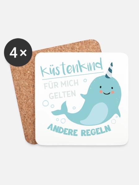 Süßes Küstenkind - Untersetzer (4er-Set) - Weiß