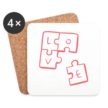 LOVE - Puzzle Pieces - Coasters (set of 4) - white - Front