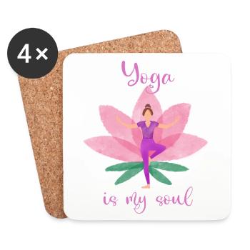 Yoga - Dessous de verre (lot de 4) - blanc - Devant