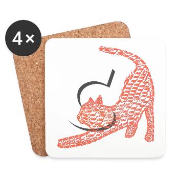 Schrift muster „Cat“, katzen Motiv - Untersetzer (4er-Set) - Weiß - Vorne