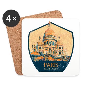 Badge retro, Paris France est ma ville natale - Dessous de verre (lot de 4) - blanc - Devant