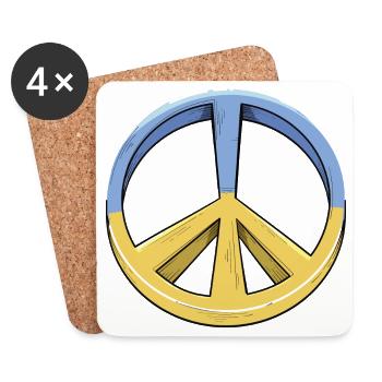Signe de paix Design rétro Ukraine Anti-guerre - Dessous de verre (lot de 4) - blanc - Devant
